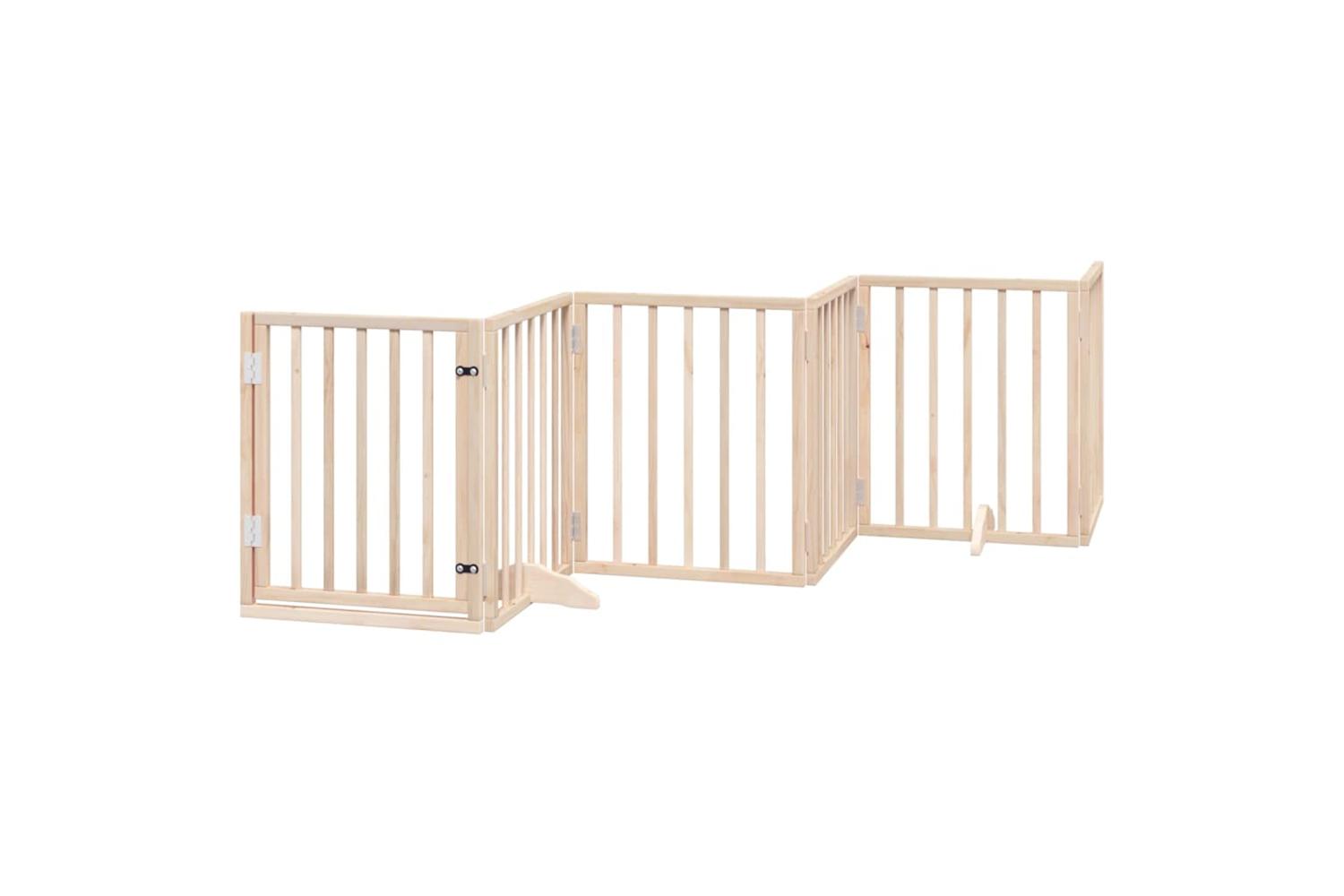Vidaxl Dog Gate With Door Foldable 6 Panels 300 Cm Poplar Wood