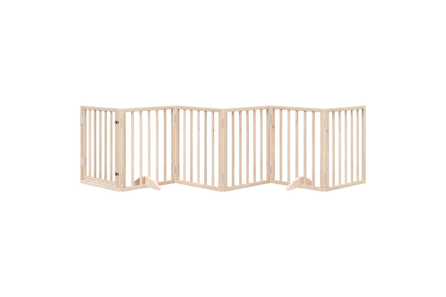 Vidaxl Dog Gate With Door Foldable 6 Panels 300 Cm Poplar Wood-3