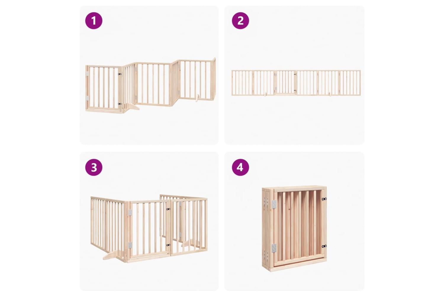 Vidaxl Dog Gate With Door Foldable 6 Panels 300 Cm Poplar Wood-7