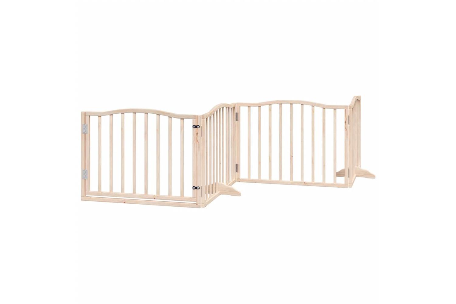 Vidaxl Dog Gate With Door Foldable 4 Panels 320 Cm Poplar Wood-2