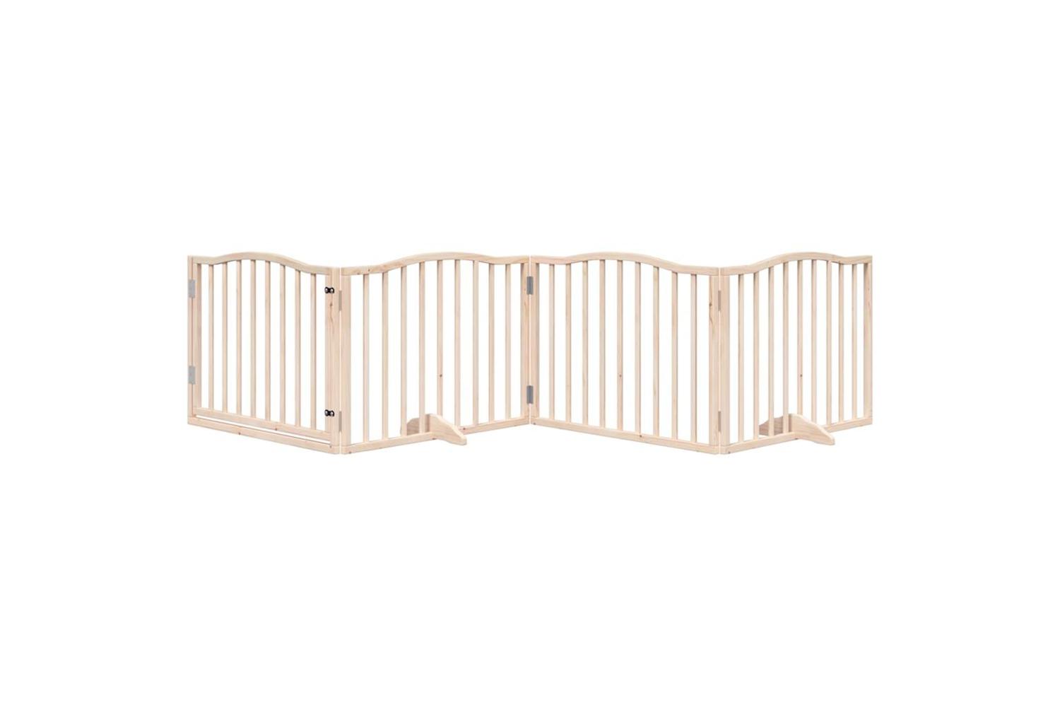 Vidaxl Dog Gate With Door Foldable 4 Panels 320 Cm Poplar Wood-3