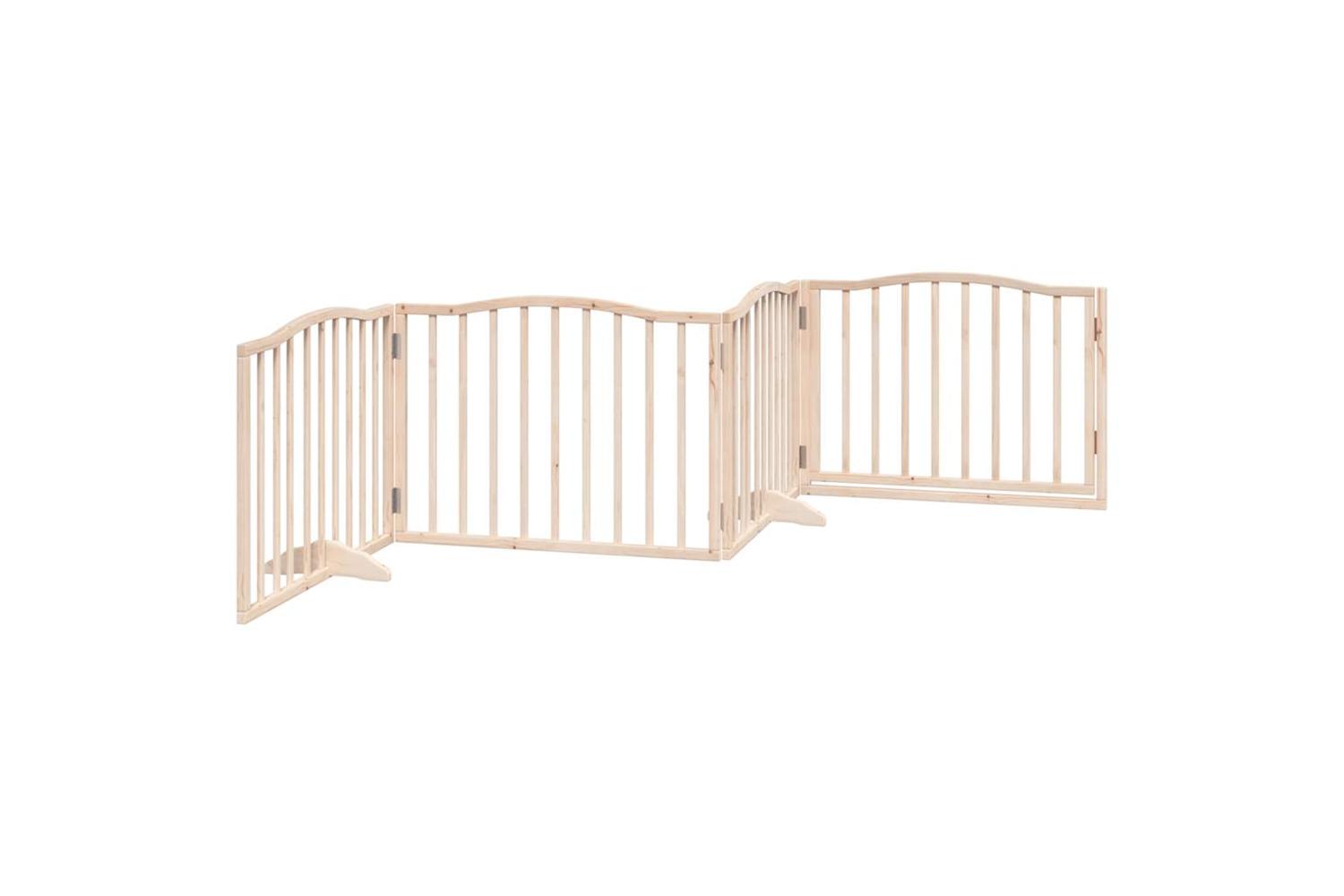 Vidaxl Dog Gate With Door Foldable 4 Panels 320 Cm Poplar Wood-6