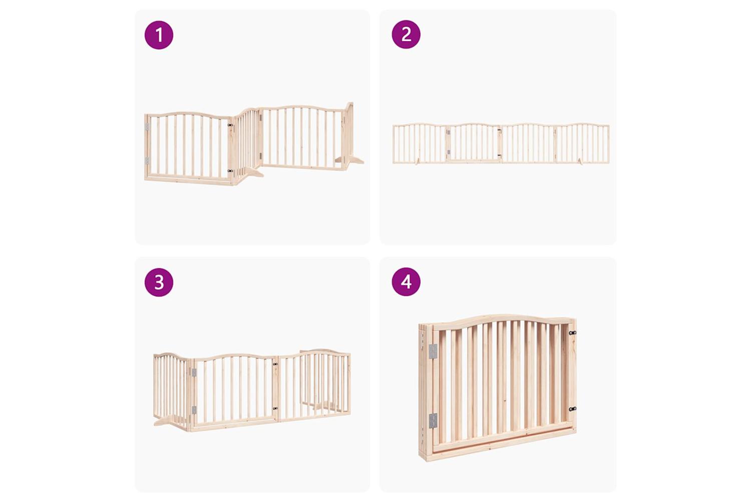 Vidaxl Dog Gate With Door Foldable 4 Panels 320 Cm Poplar Wood-7