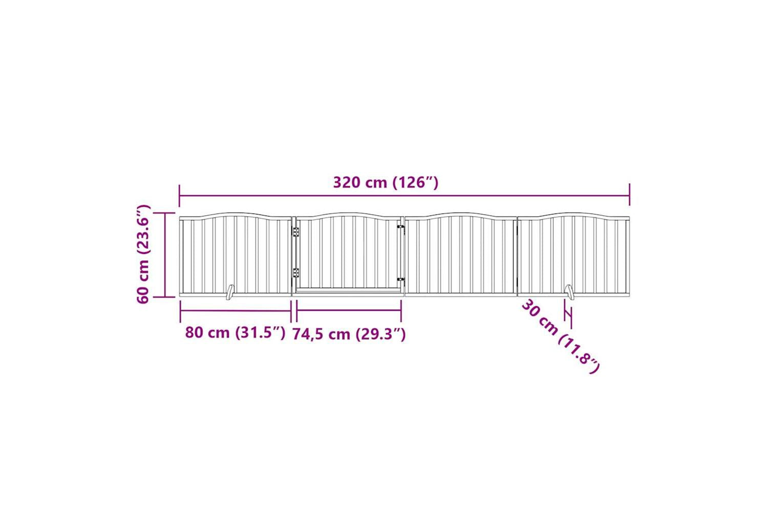 Vidaxl Dog Gate With Door Foldable 4 Panels 320 Cm Poplar Wood-10