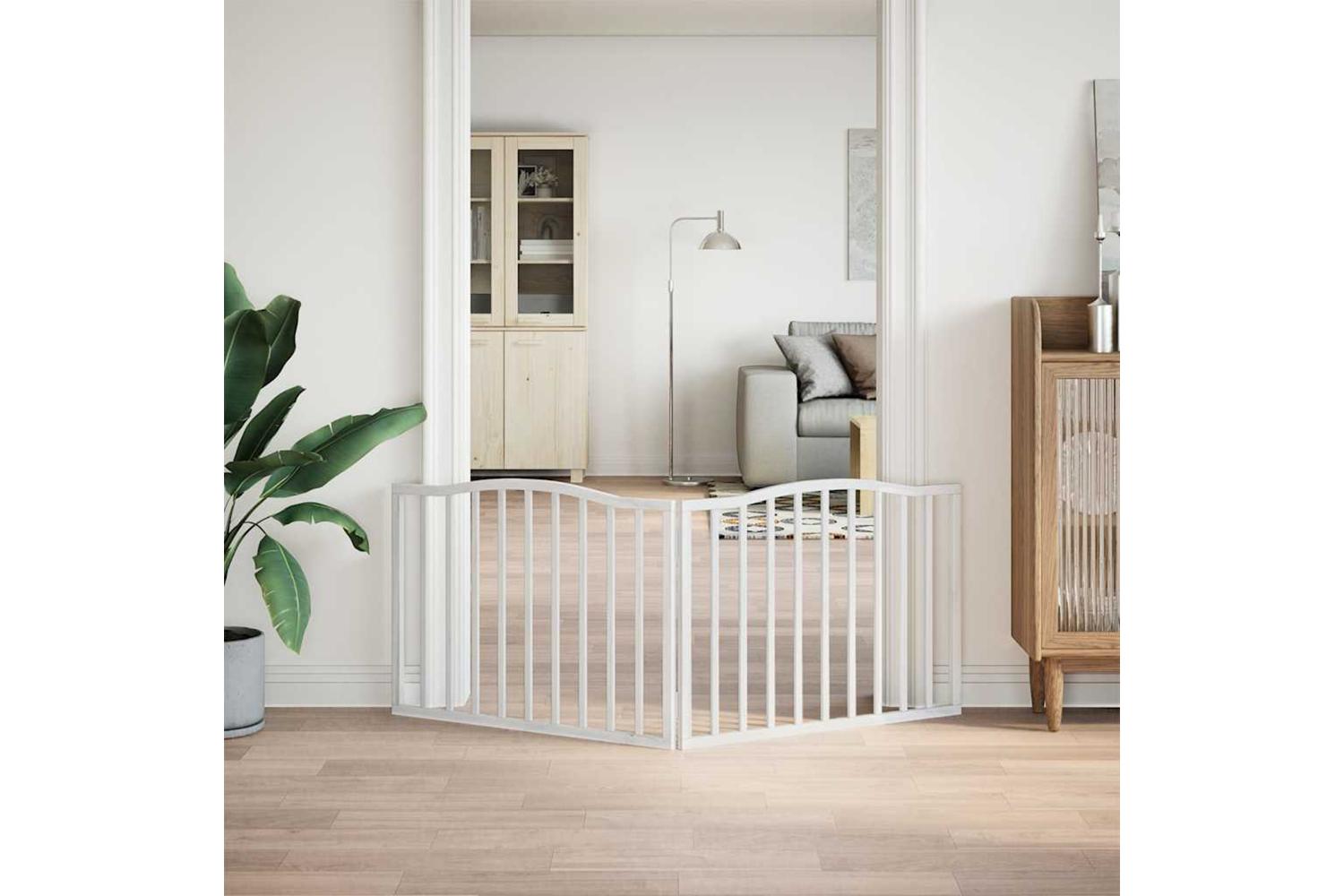 Vidaxl Dog Gate Foldable 2 Panels White 160 Cm Poplar Wood-3