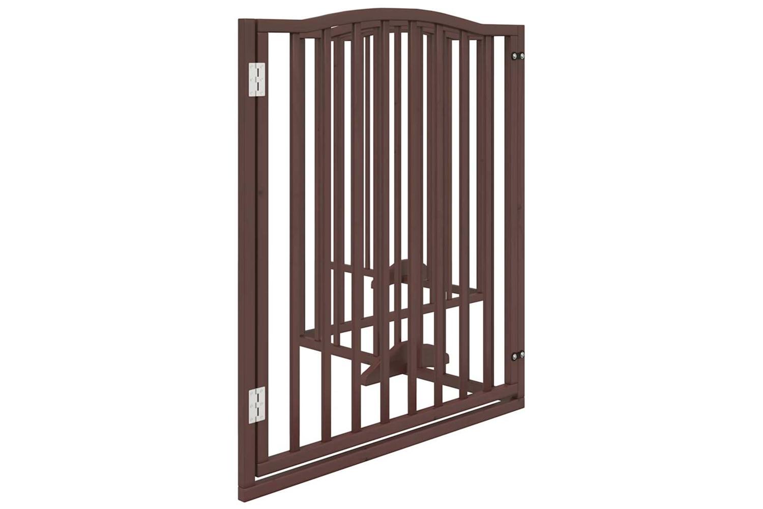 Vidaxl Dog Gate With Door Foldable 4 Panels Brown Oak 320 Cm Poplar Wood-5