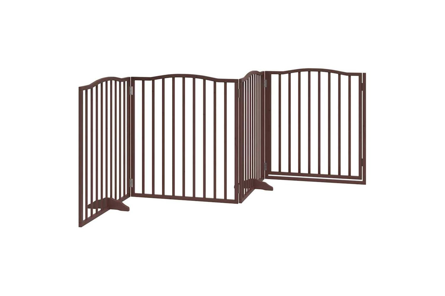 Vidaxl Dog Gate With Door Foldable 4 Panels Brown Oak 320 Cm Poplar Wood-6