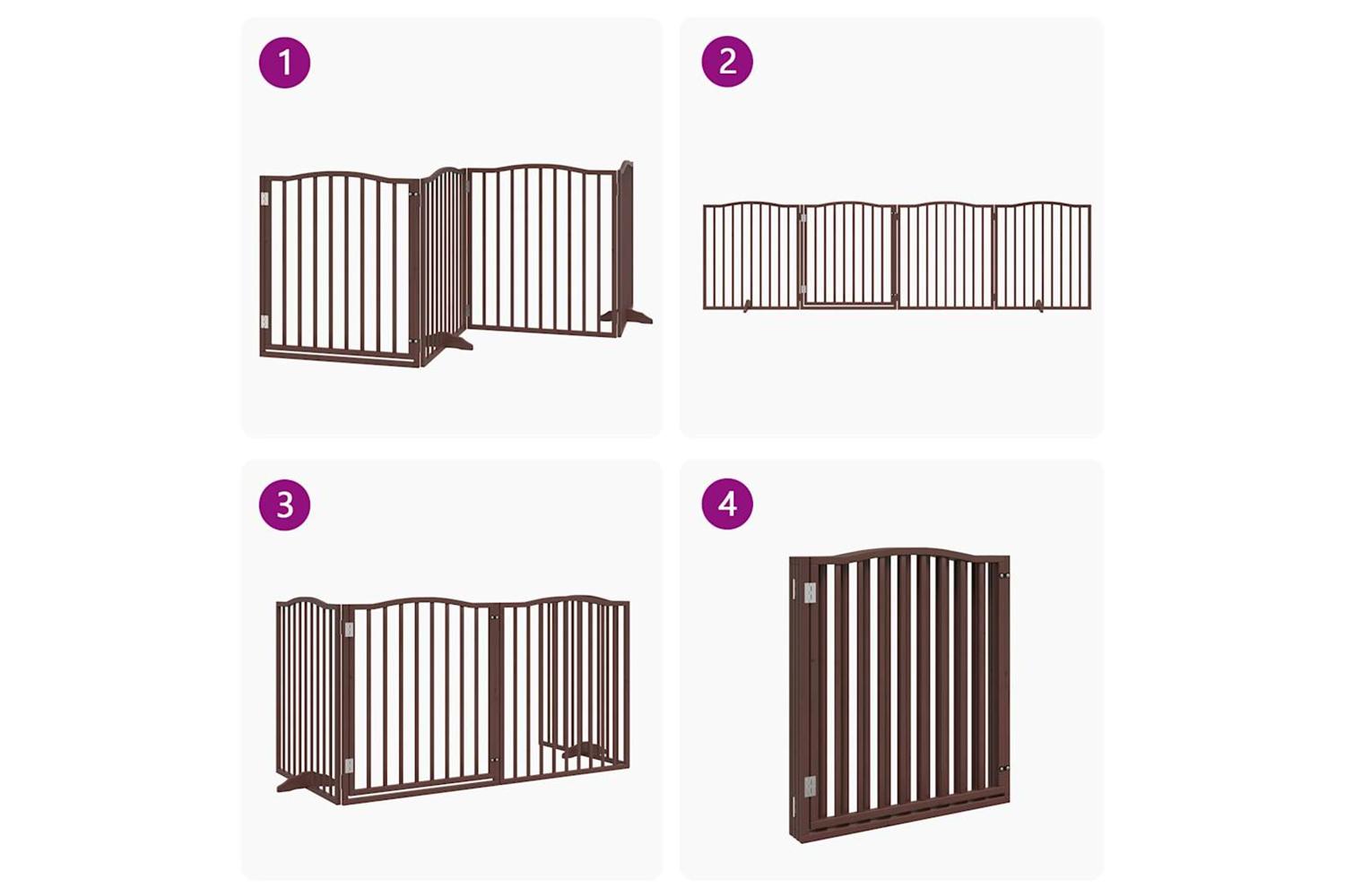 Vidaxl Dog Gate With Door Foldable 4 Panels Brown Oak 320 Cm Poplar Wood-7