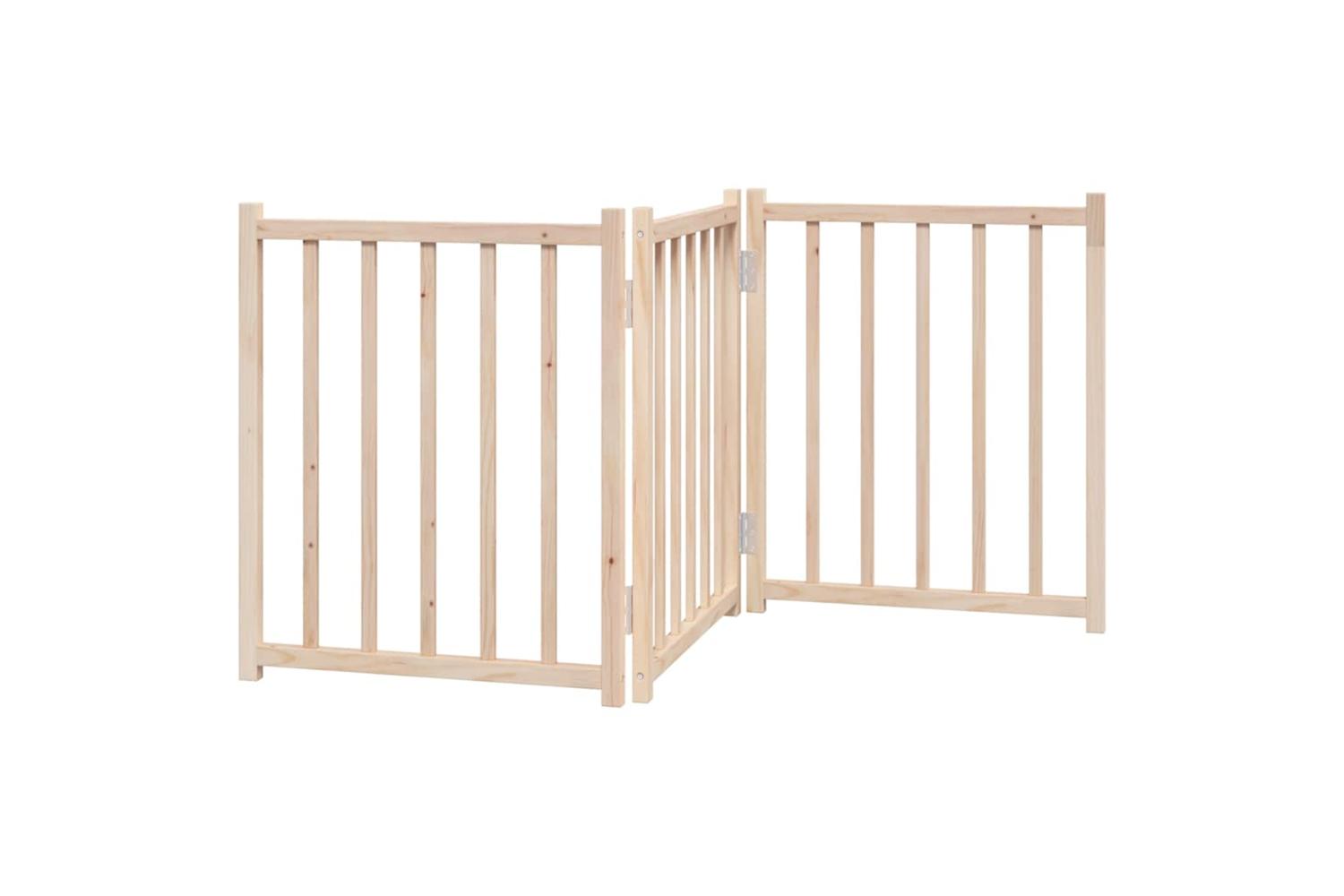 Vidaxl Dog Gate Foldable 3 Panels 150 Cm Solid Wood Fir-2