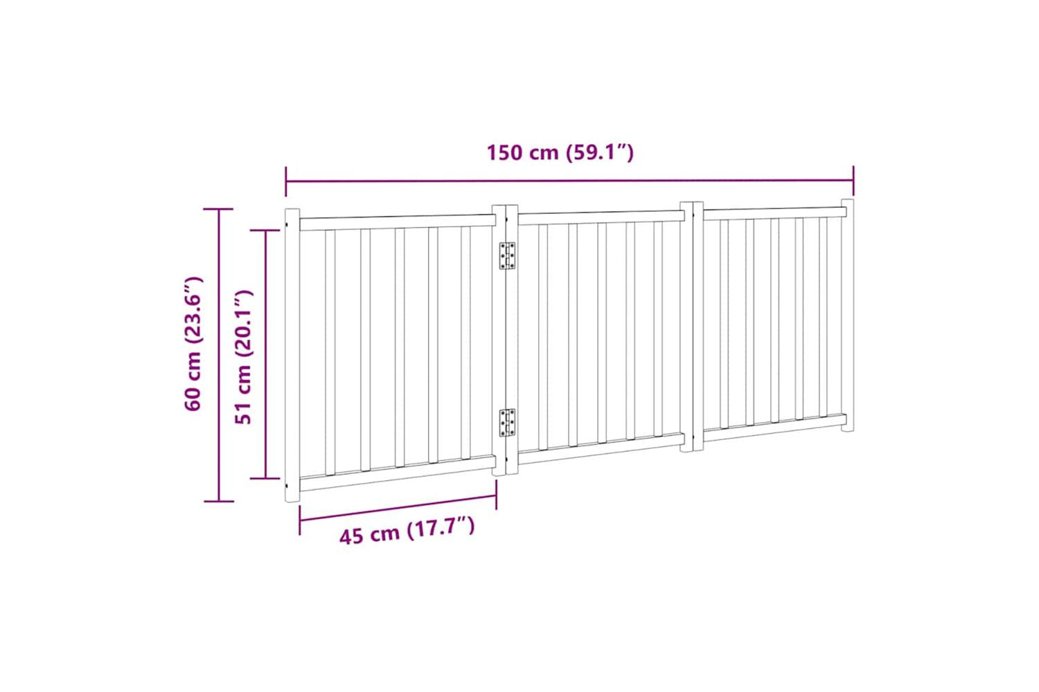 Vidaxl Dog Gate Foldable 3 Panels 150 Cm Solid Wood Fir-9