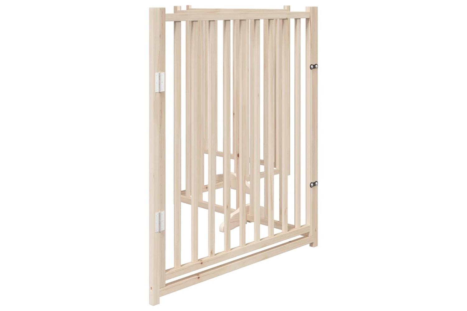 Vidaxl Dog Gate With Door Foldable 4 Panels 320 Cm Solid Wood Fir-5
