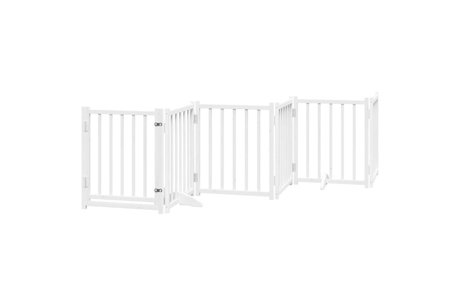 Vidaxl Dog Gate With Door Foldable 6 Panels White 300 Cm Solid Wood Fir-2