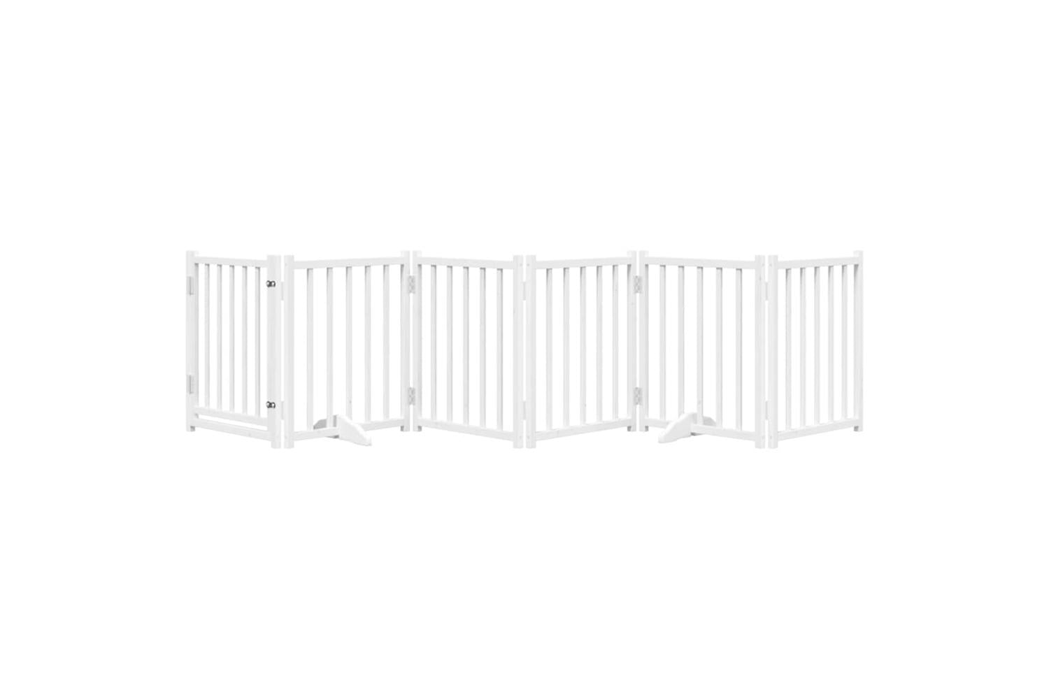Vidaxl Dog Gate With Door Foldable 6 Panels White 300 Cm Solid Wood Fir-3