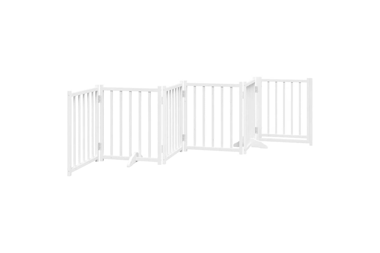 Vidaxl Dog Gate With Door Foldable 6 Panels White 300 Cm Solid Wood Fir-6