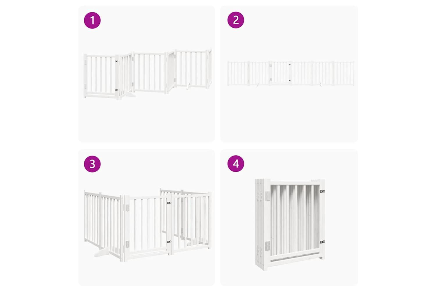 Vidaxl Dog Gate With Door Foldable 6 Panels White 300 Cm Solid Wood Fir-7