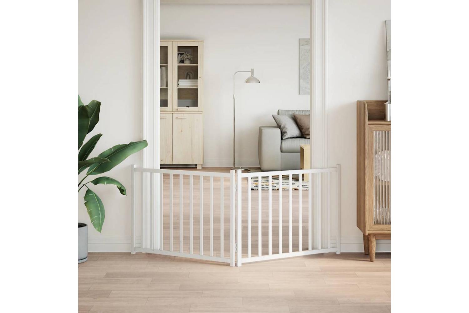 Vidaxl Dog Gate Foldable 2 Panels White 160 Cm Solid Wood Fir-3