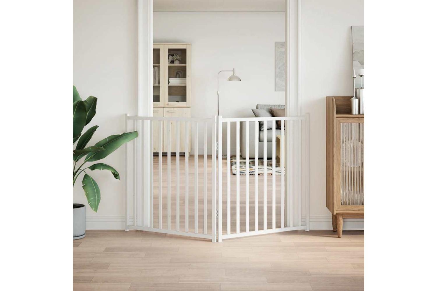 Vidaxl Dog Gate Foldable 2 Panels White 160 Cm Solid Wood Fir-3