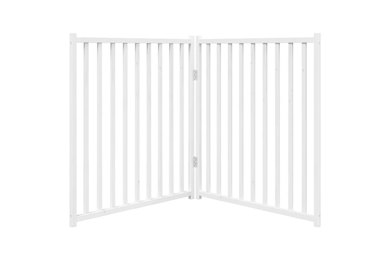 Vidaxl Dog Gate Foldable 2 Panels White 160 Cm Solid Wood Fir-4