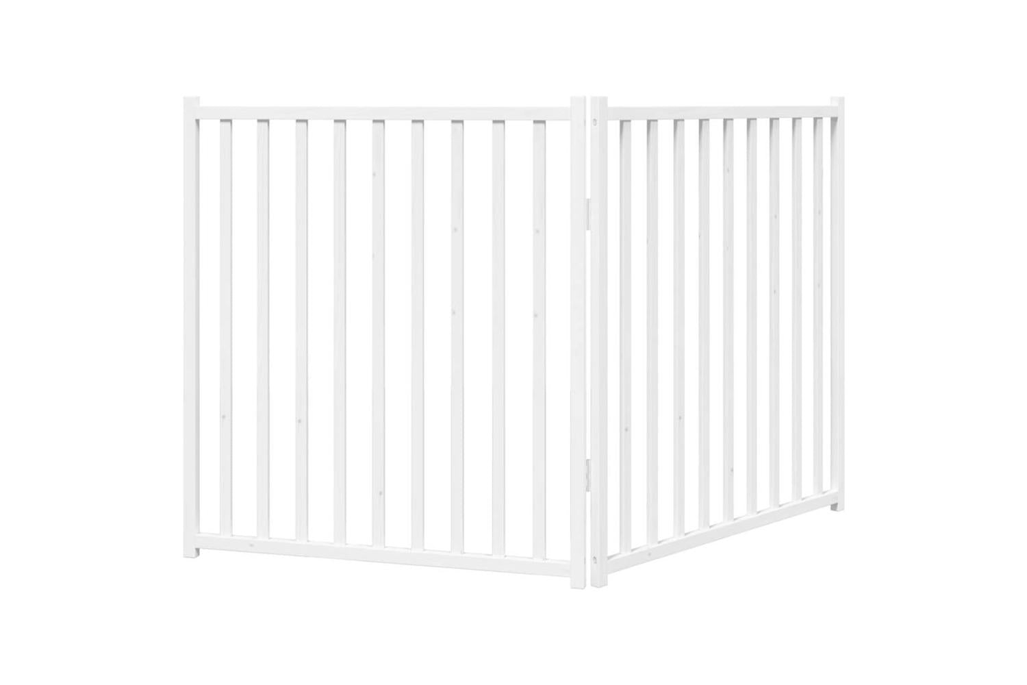 Vidaxl Dog Gate Foldable 2 Panels White 160 Cm Solid Wood Fir-6