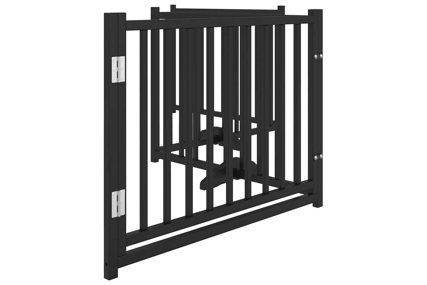 Vidaxl Dog Gate With Door Foldable 4 Panels Black 320 Cm Solid Wood Fir-5