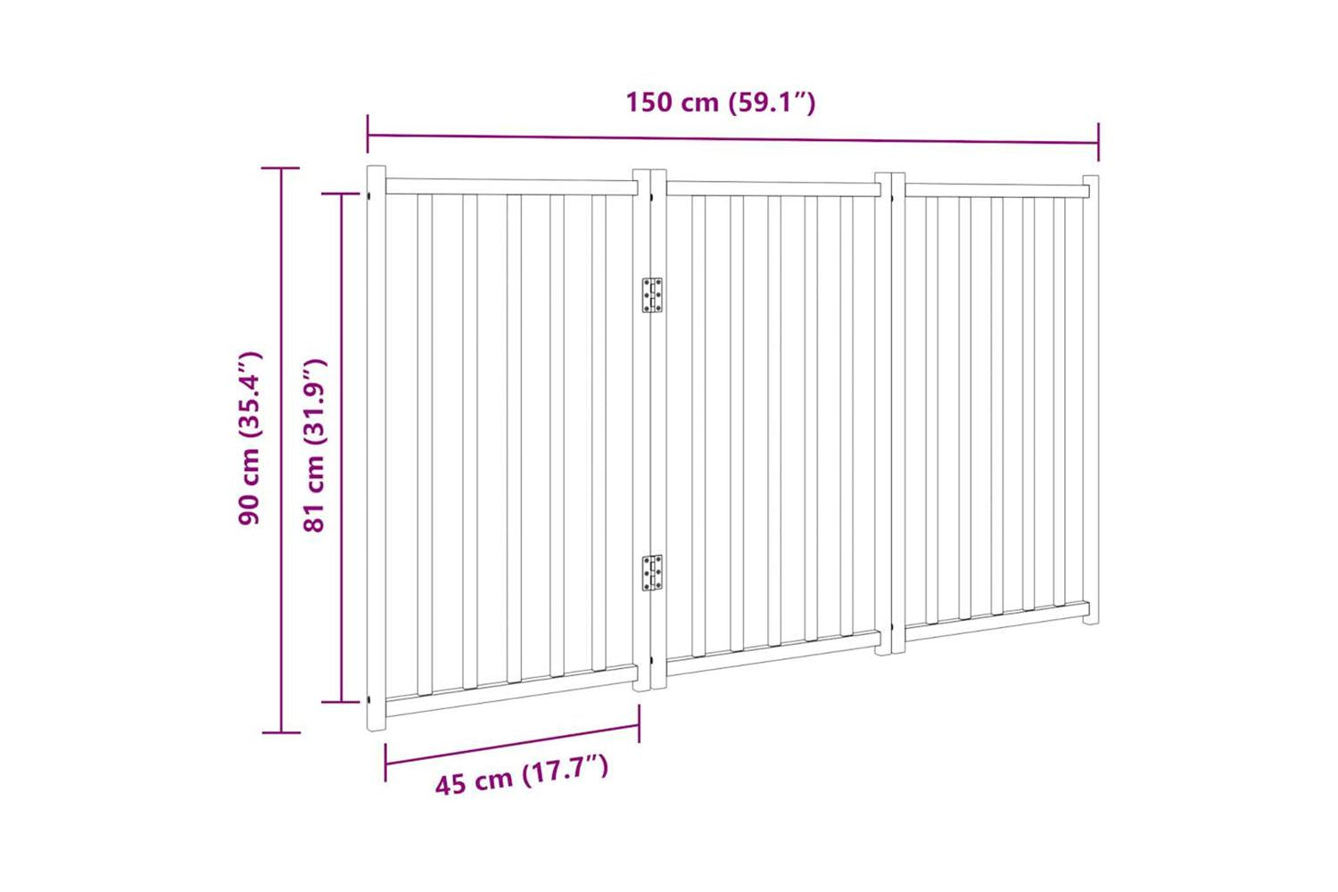 Vidaxl Dog Gate Foldable 3 Panels Brown Oak 150 Cm Solid Wood Fir-9