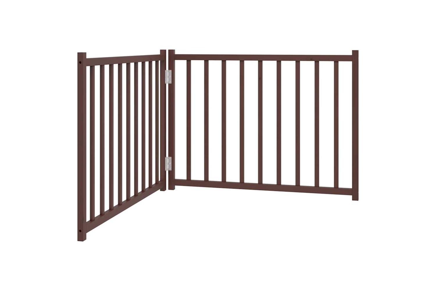 Vidaxl Dog Gate Foldable 2 Panels Brown Oak 160 Cm Solid Wood Fir-2