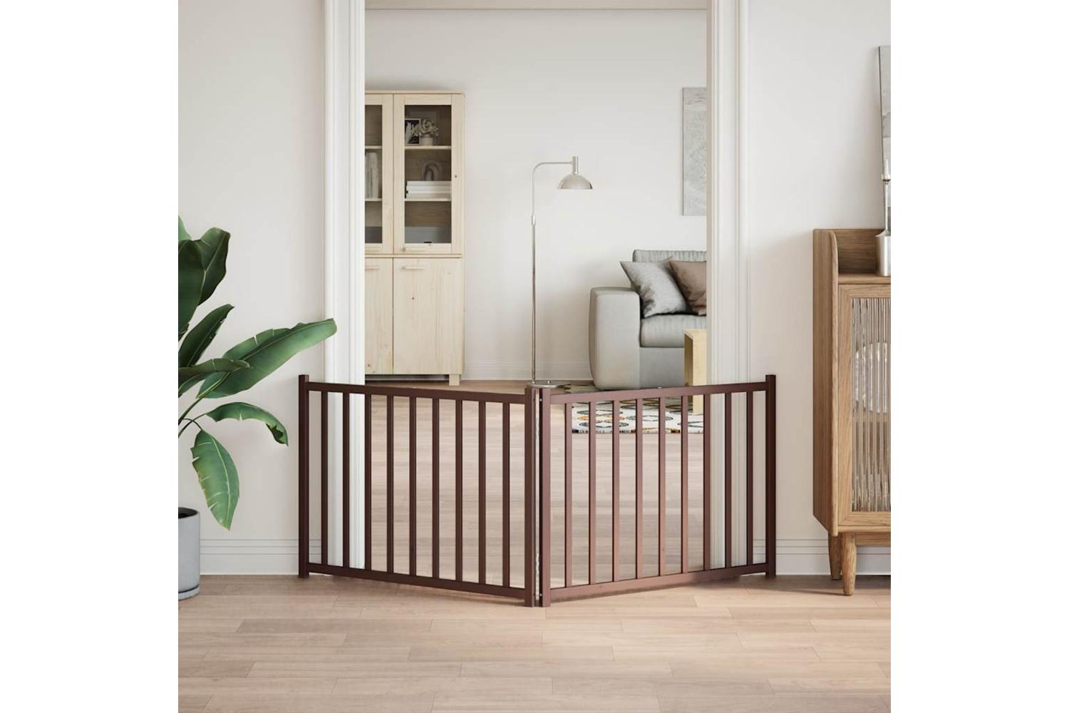Vidaxl Dog Gate Foldable 2 Panels Brown Oak 160 Cm Solid Wood Fir-3