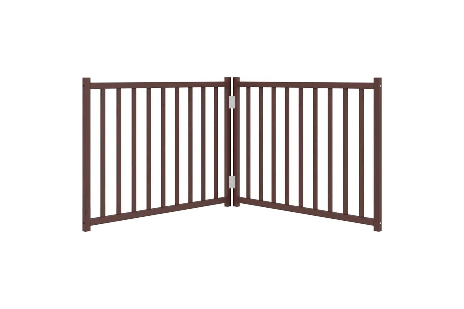 Vidaxl Dog Gate Foldable 2 Panels Brown Oak 160 Cm Solid Wood Fir-4