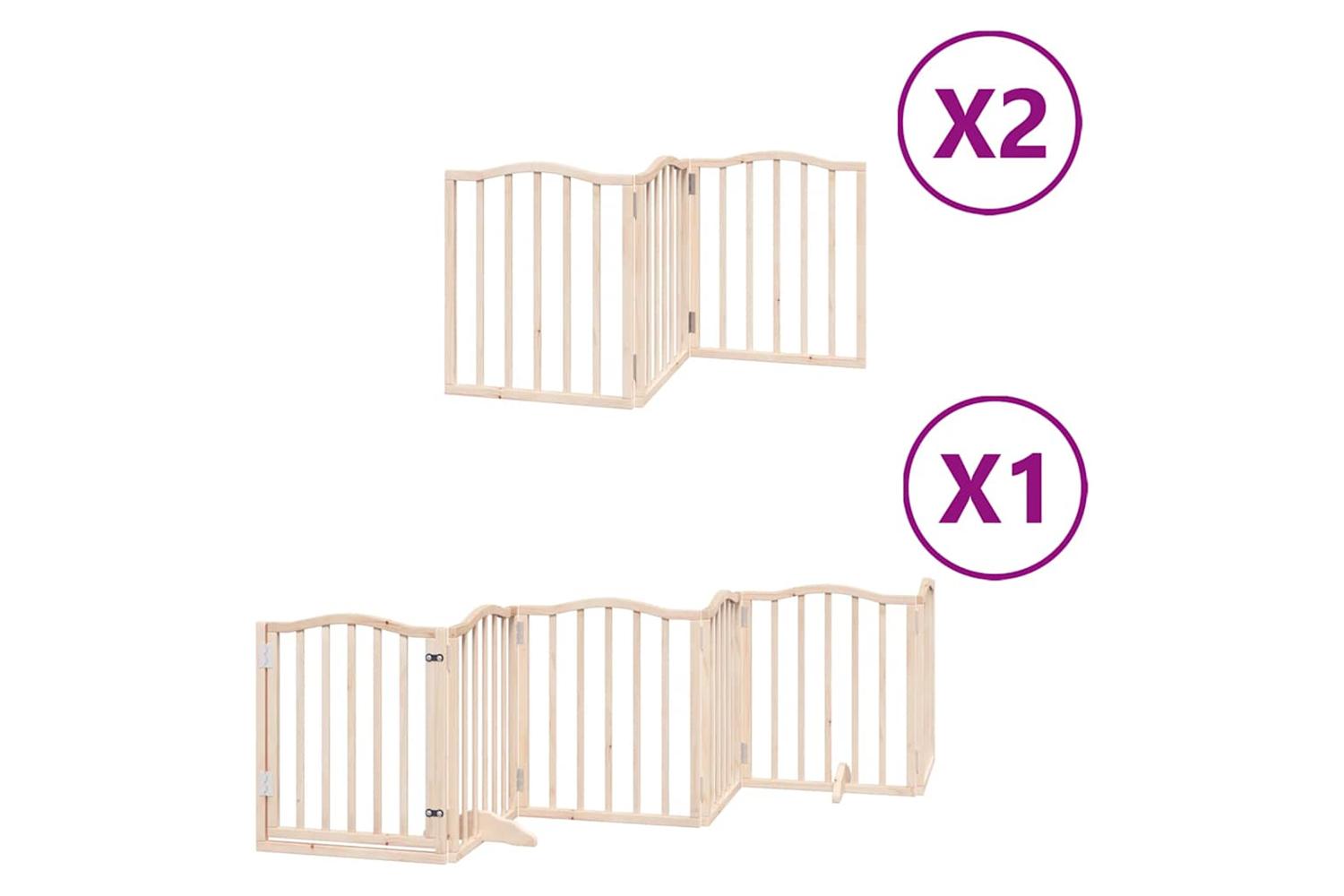 Vidaxl Dog Gate With Door Foldable 12 Panels 600 Cm Poplar Wood-2