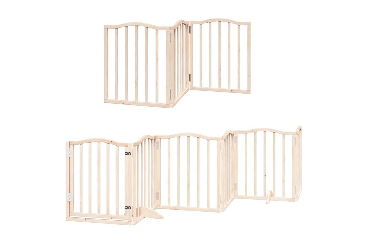 Vidaxl Dog Gate With Door Foldable 12 Panels 600 Cm Poplar Wood-3