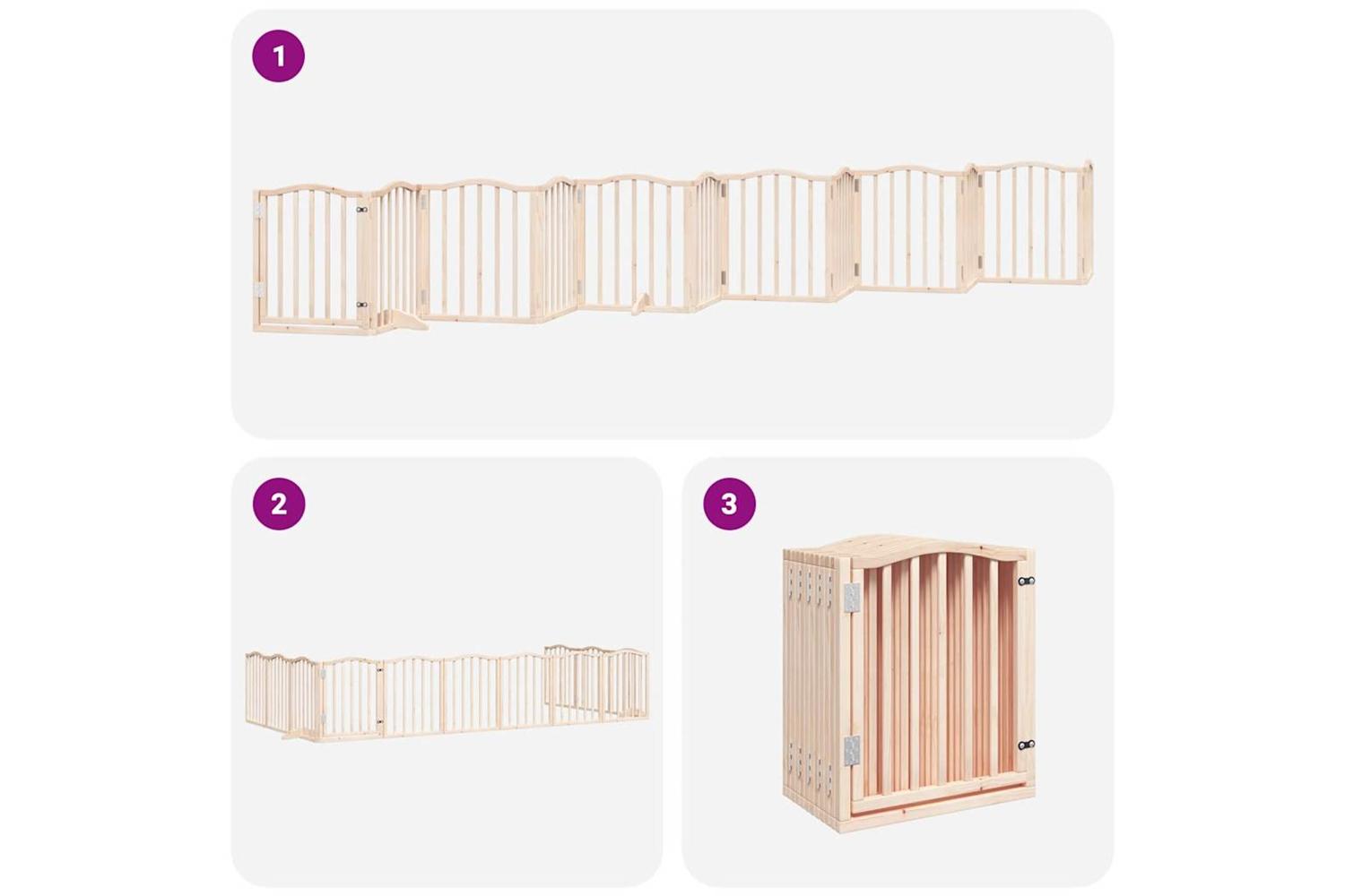 Vidaxl Dog Gate With Door Foldable 12 Panels 600 Cm Poplar Wood-6