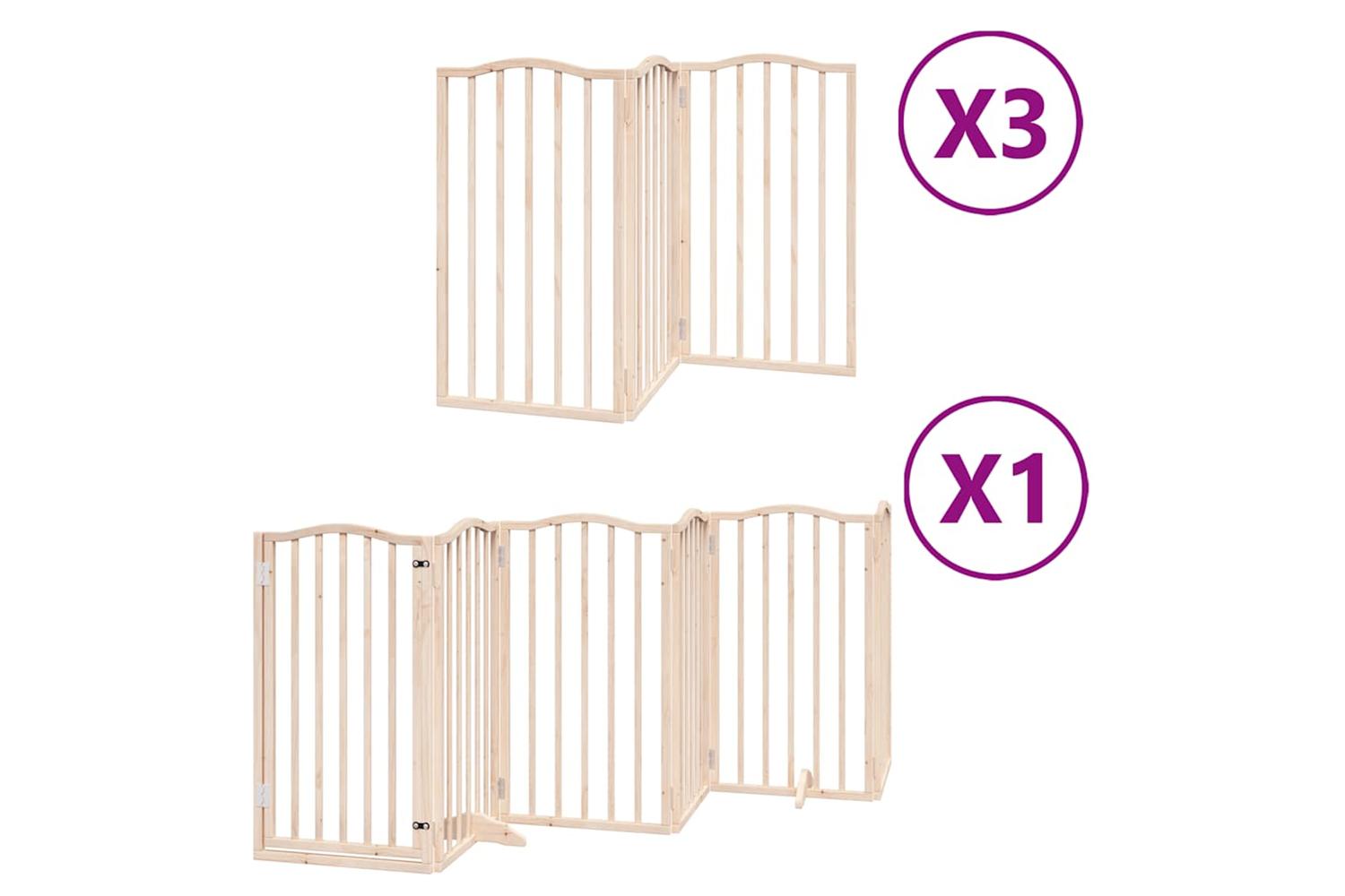 Vidaxl Dog Gate With Door Foldable 15 Panels 750 Cm Poplar Wood
