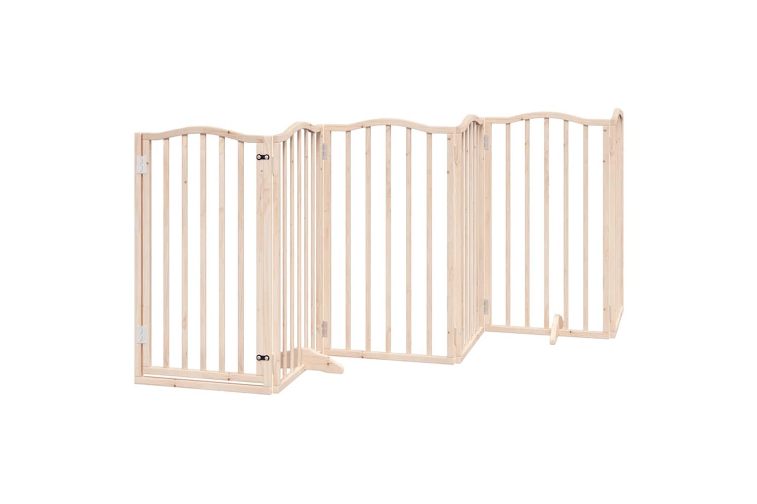 Vidaxl Dog Gate With Door Foldable 15 Panels 750 Cm Poplar Wood-4