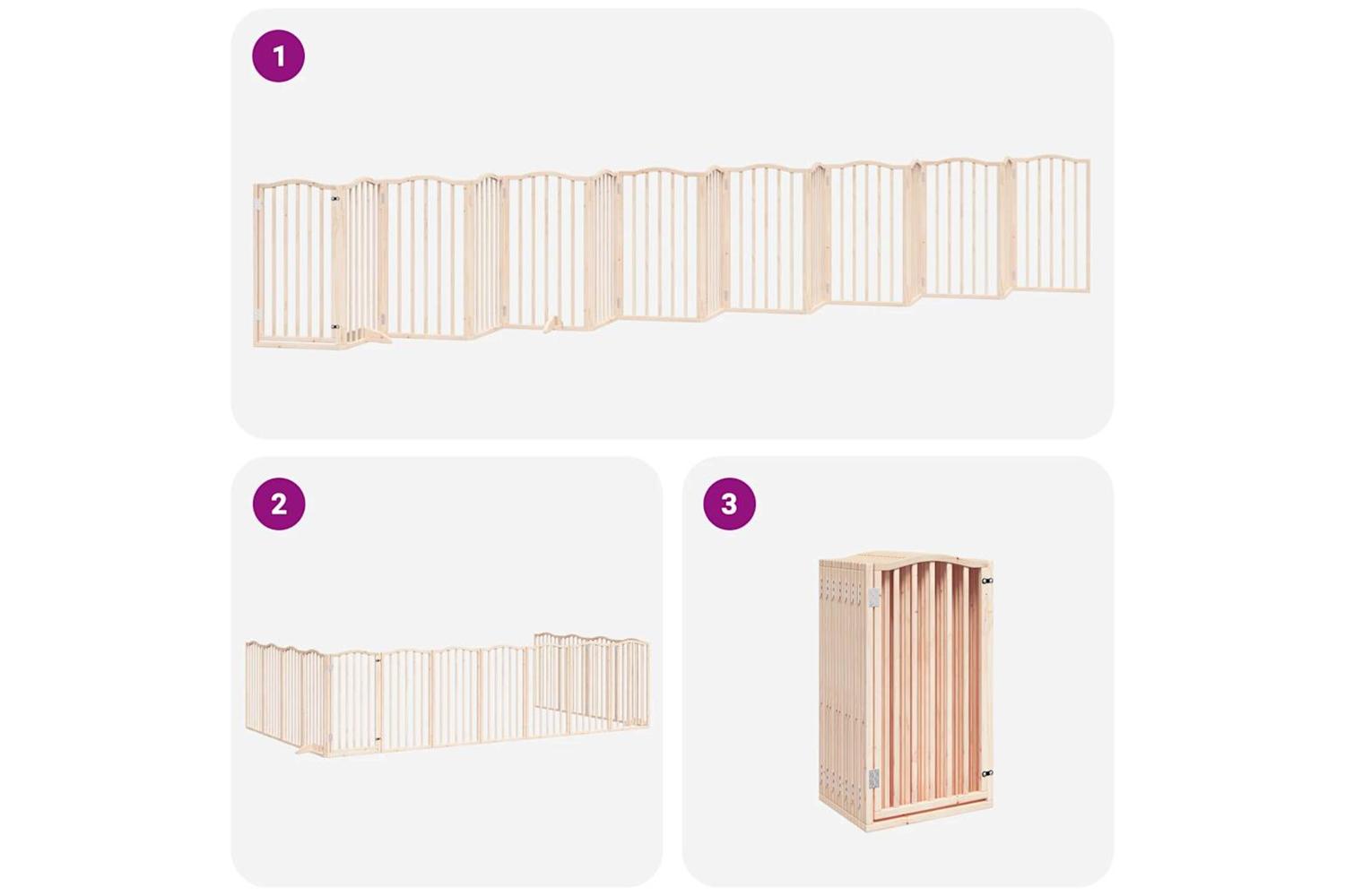 Vidaxl Dog Gate With Door Foldable 15 Panels 750 Cm Poplar Wood-6