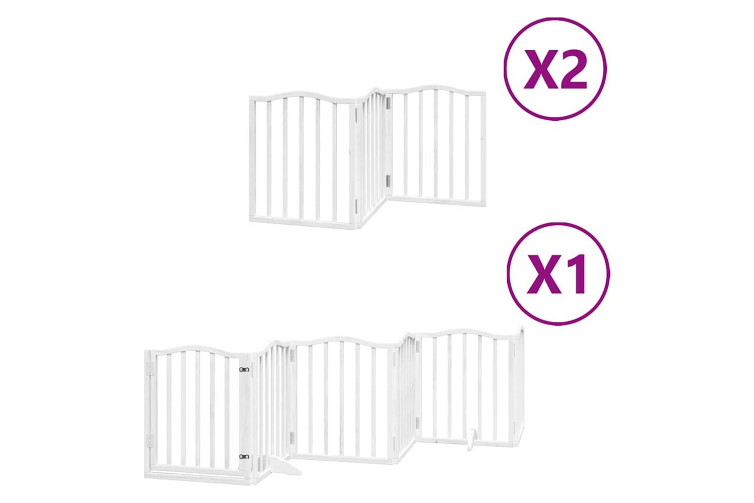 Vidaxl Dog Gate With Door Foldable 12 Panels White 600 Cm Poplar Wood-2