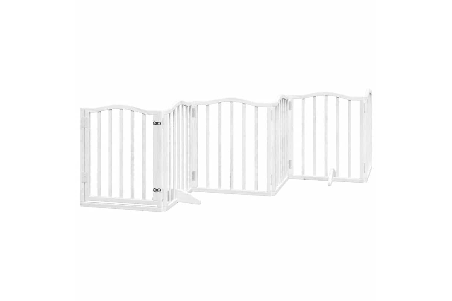 Vidaxl Dog Gate With Door Foldable 12 Panels White 600 Cm Poplar Wood-4