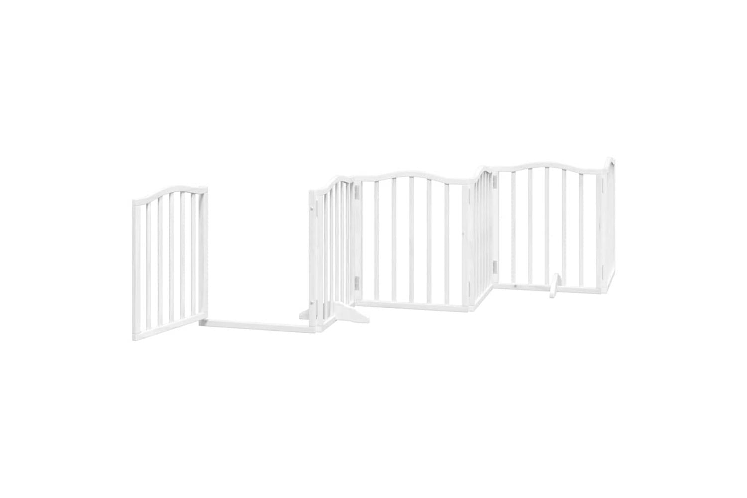 Vidaxl Dog Gate With Door Foldable 12 Panels White 600 Cm Poplar Wood-5