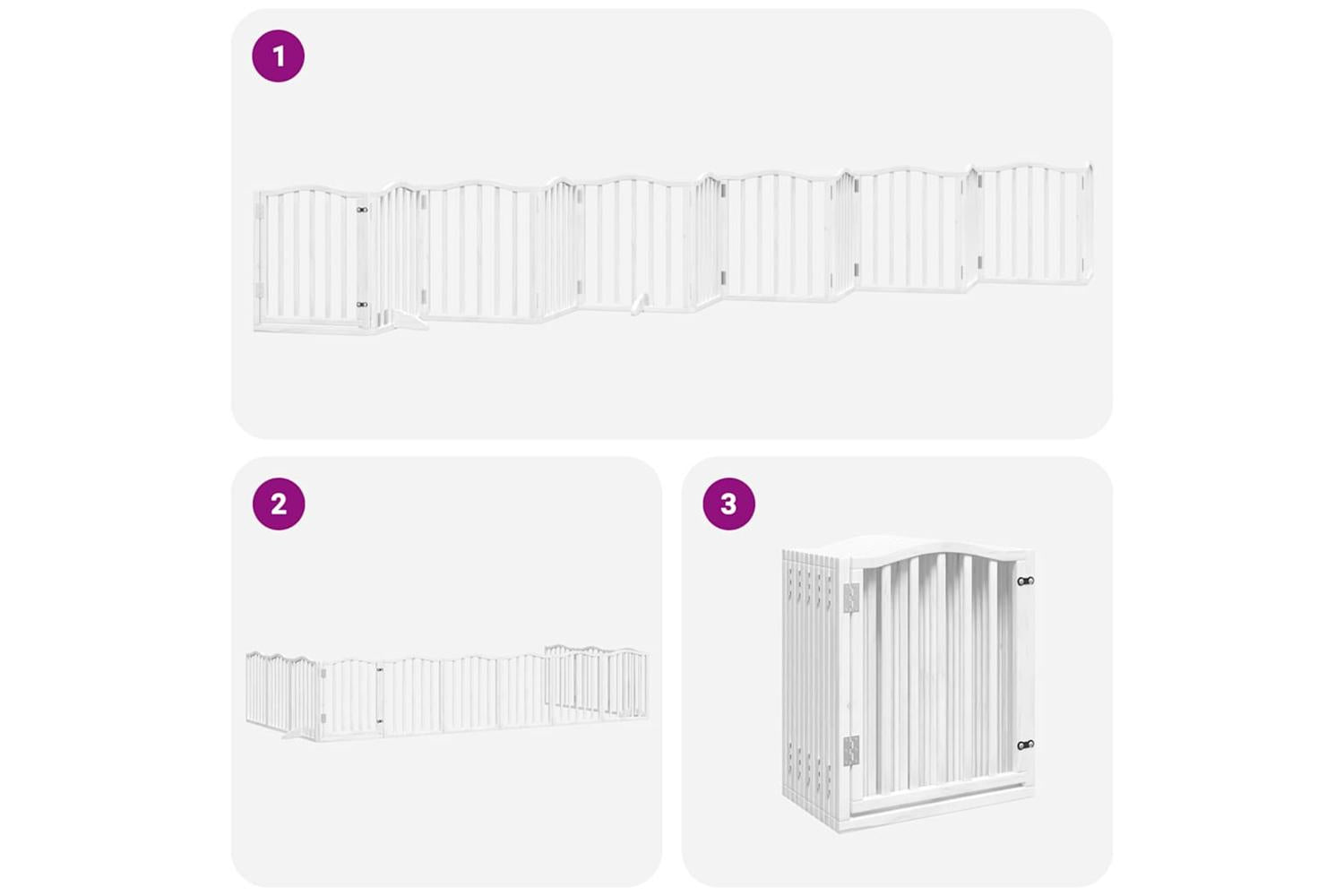 Vidaxl Dog Gate With Door Foldable 12 Panels White 600 Cm Poplar Wood-6