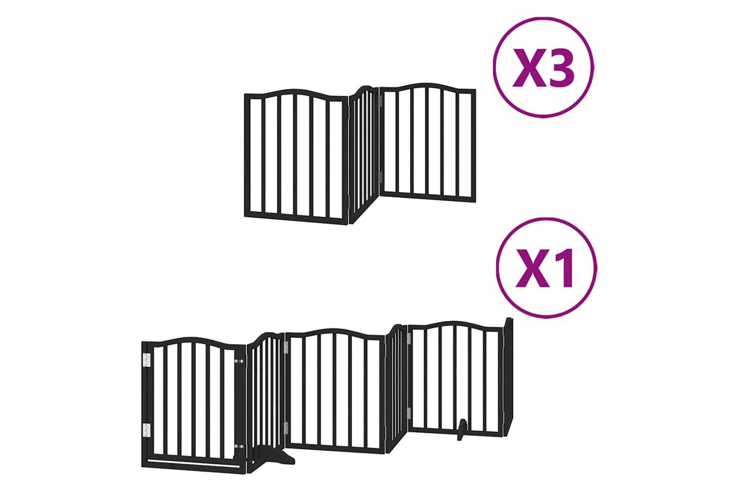 Vidaxl Dog Gate With Door Foldable 15 Panels Black 750 Cm Poplar Wood-2