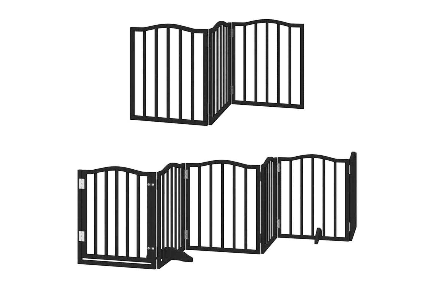 Vidaxl Dog Gate With Door Foldable 15 Panels Black 750 Cm Poplar Wood-3