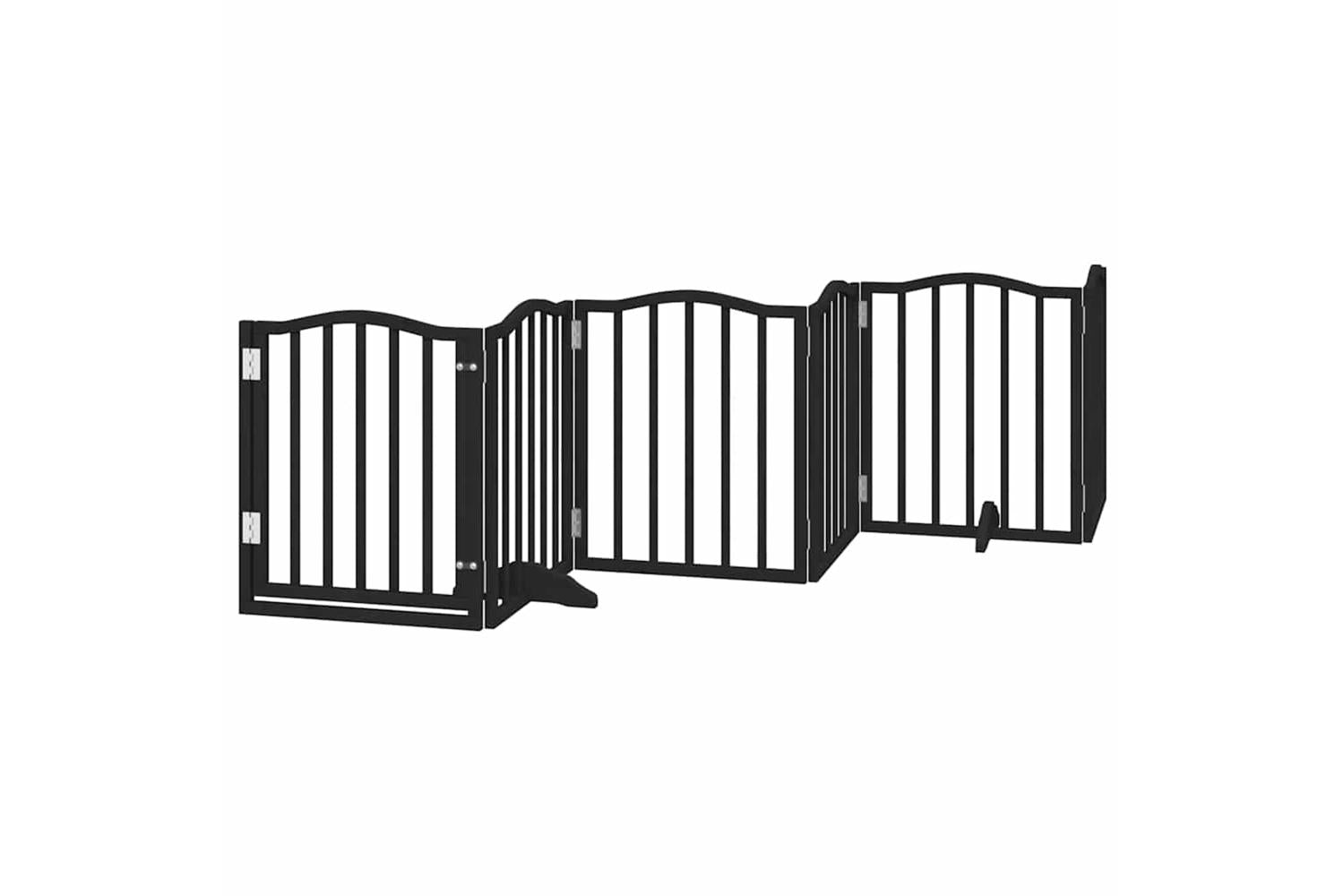 Vidaxl Dog Gate With Door Foldable 15 Panels Black 750 Cm Poplar Wood-4