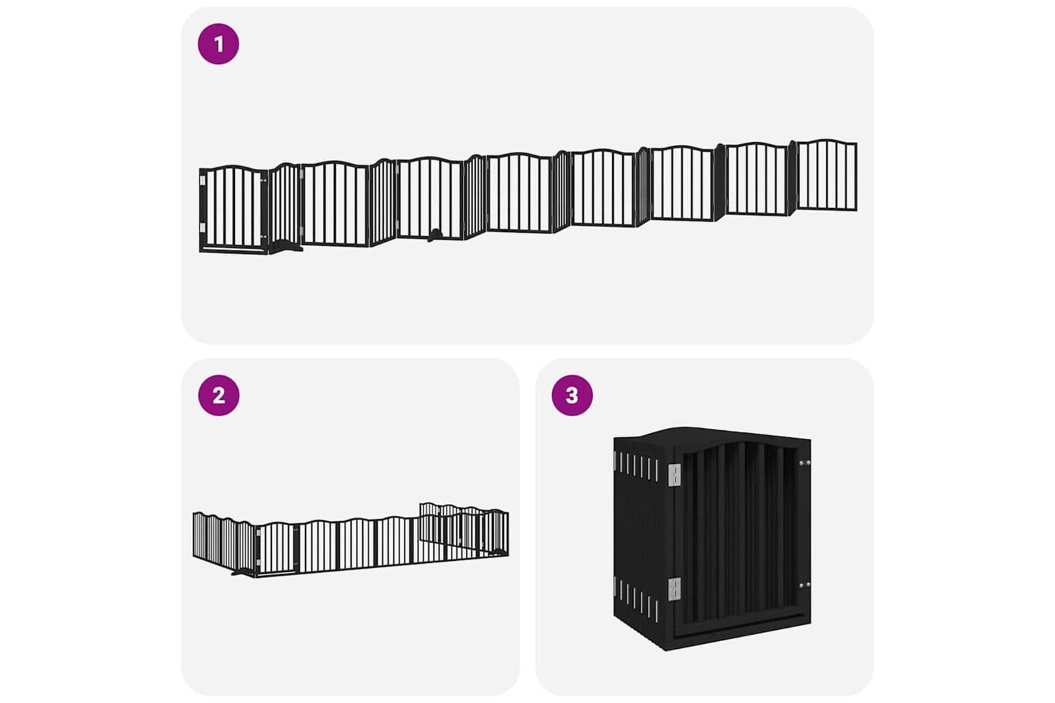 Vidaxl Dog Gate With Door Foldable 15 Panels Black 750 Cm Poplar Wood-6