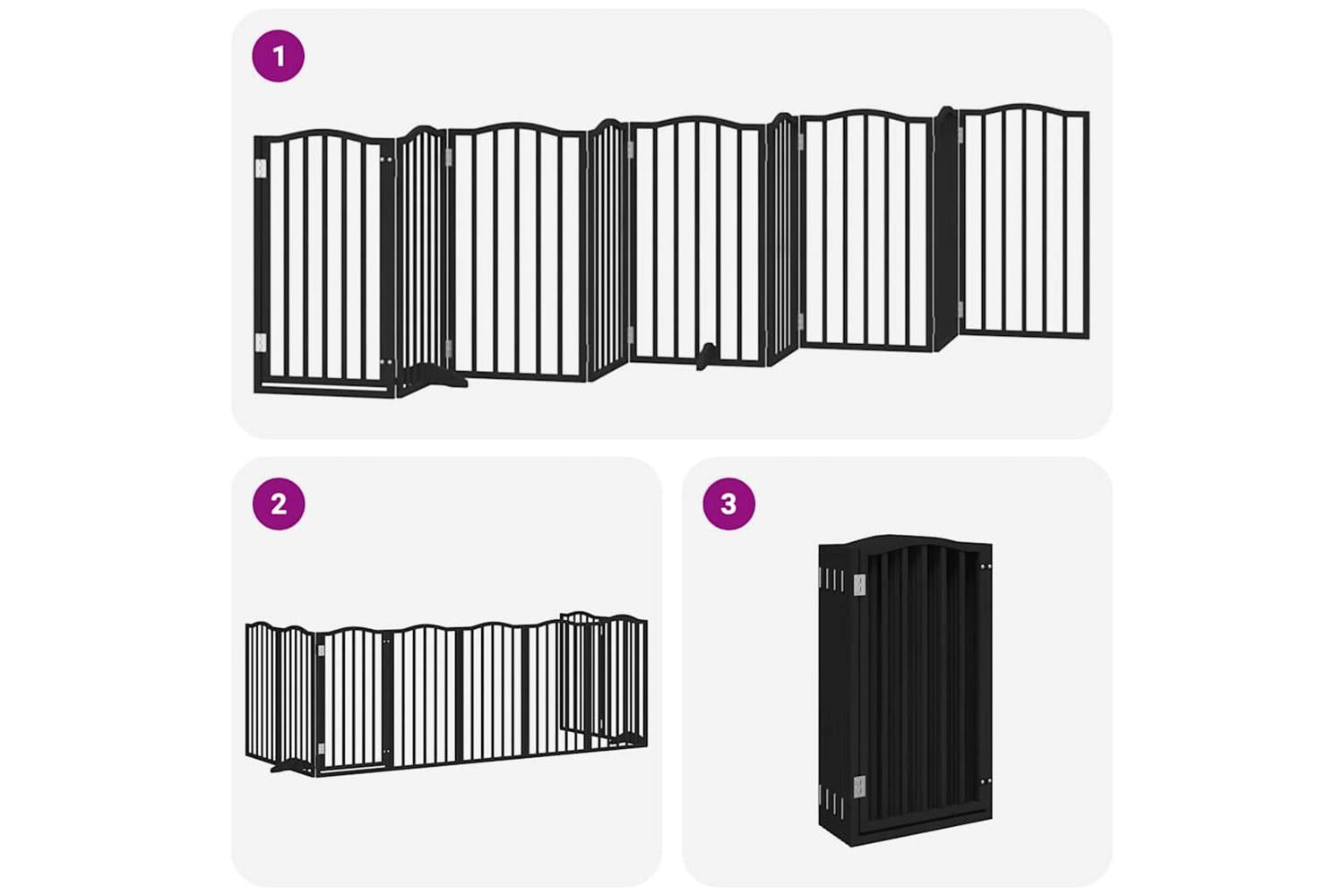 Vidaxl Dog Gate With Door Foldable 9 Panels Black 450 Cm Poplar Wood-6