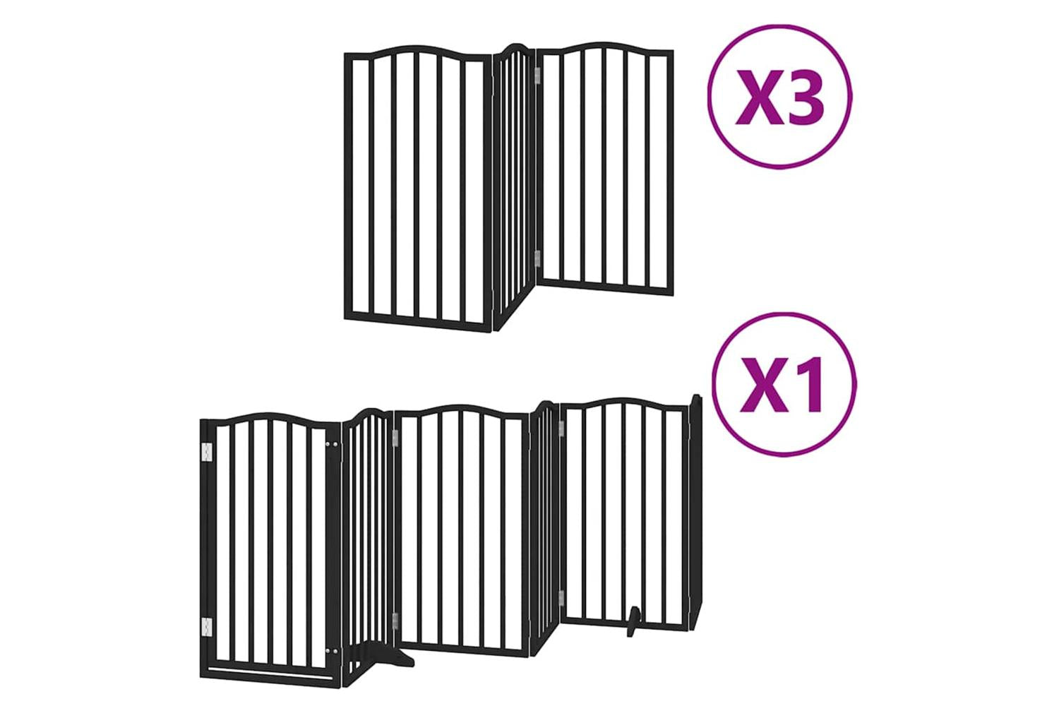 Vidaxl Dog Gate With Door Foldable 15 Panels Black 750 Cm Poplar Wood-2