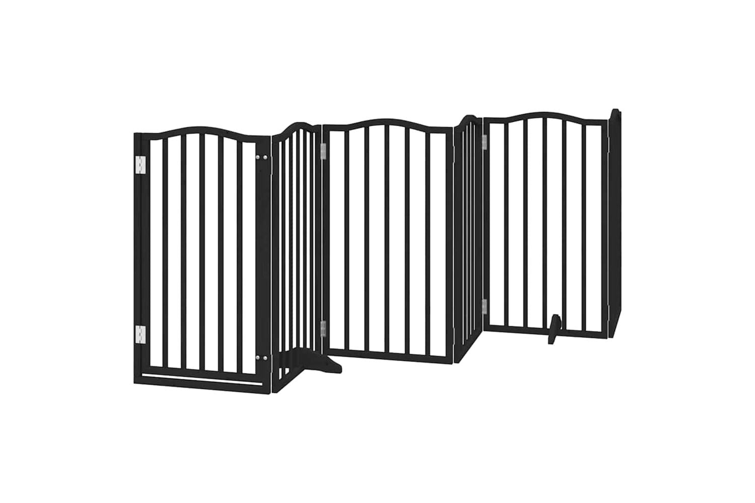 Vidaxl Dog Gate With Door Foldable 15 Panels Black 750 Cm Poplar Wood-4