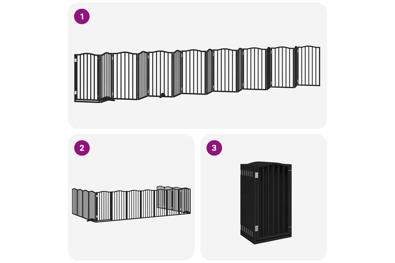 Vidaxl Dog Gate With Door Foldable 15 Panels Black 750 Cm Poplar Wood-6