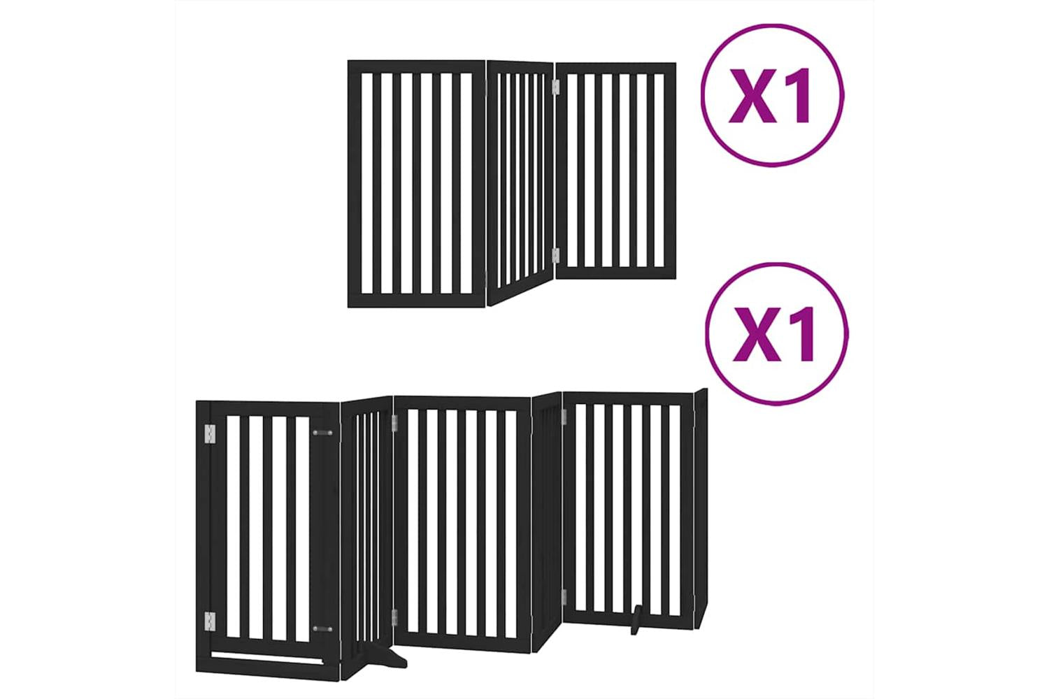 Vidaxl Dog Gate With Door Foldable 9 Panels Black 450 Cm Poplar Wood-2