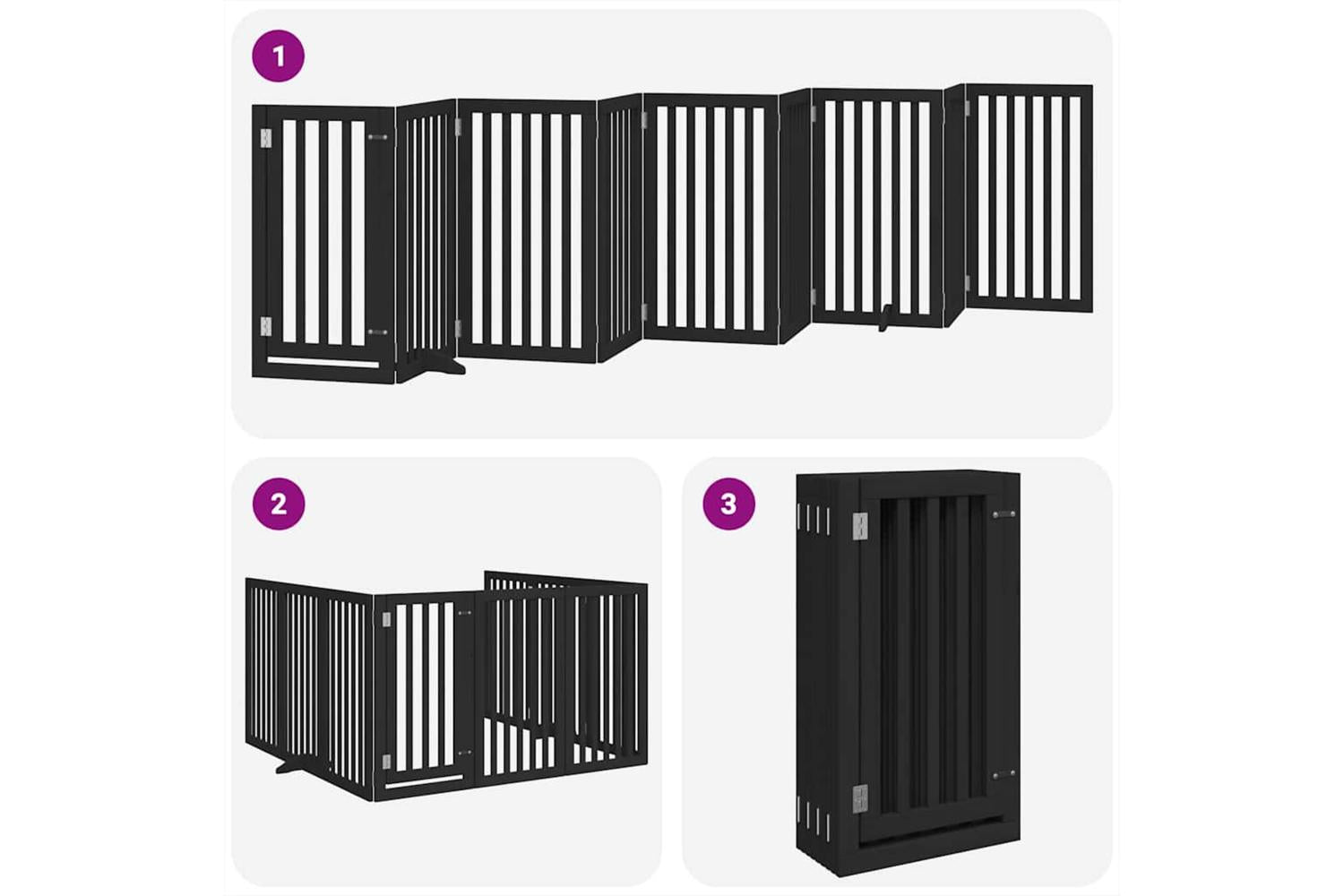 Vidaxl Dog Gate With Door Foldable 9 Panels Black 450 Cm Poplar Wood-5