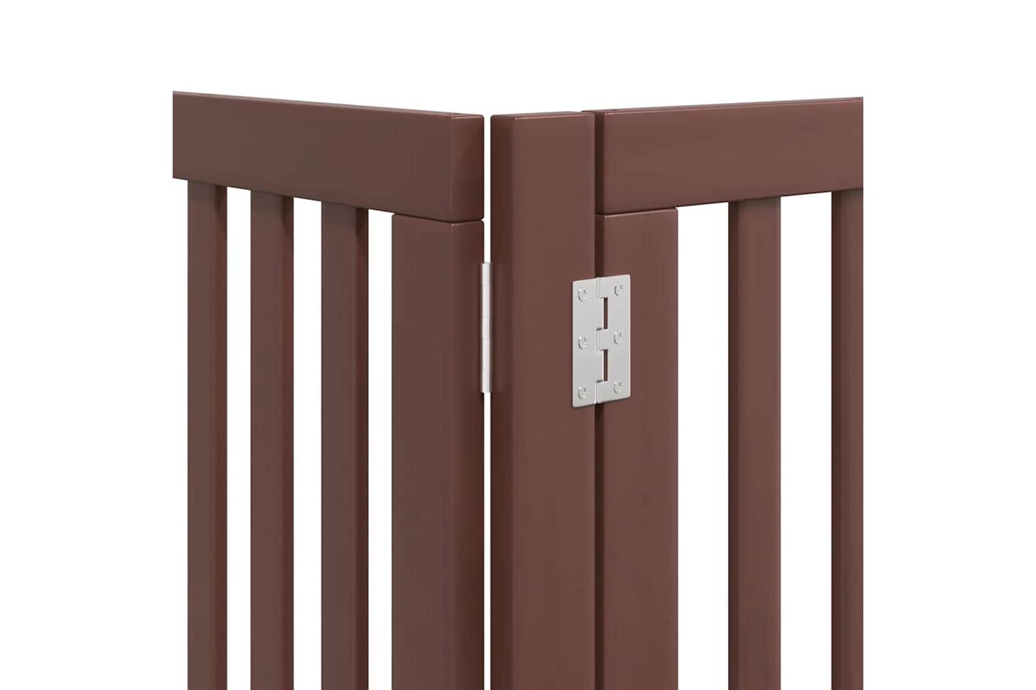 Vidaxl Dog Gate With Door Foldable 15 Panels Brown 750 Cm Poplar Wood-10