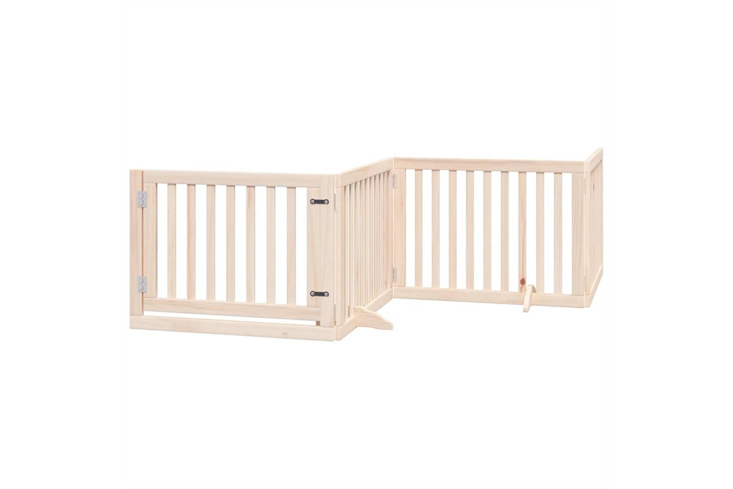 Vidaxl Dog Gate With Door Foldable 12 Panels 960 Cm Poplar Wood-3